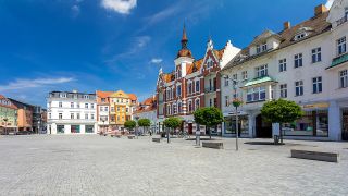 Stadtzentrum von Finsterwalde mit Marktplatz, Bild: dpa/Andreas Franke