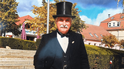 Stadtführer Wolfgang Trenkler als Theodor Fontane, Foto: C. Stern, Antenne Brandenburg