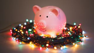 Sparschwein und Lichterkette, Foto: Colourbox