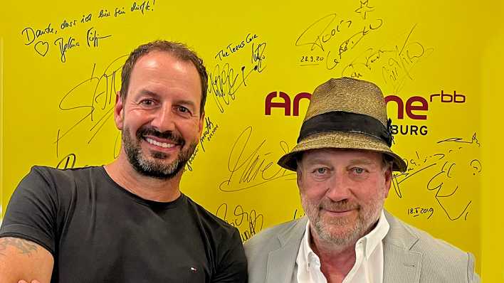 Harold Faltermeyer (r.) und René Hausmann, Bild: Antenne Brandenburg