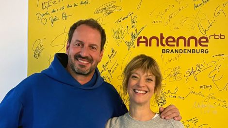 Heike Makatsch und René Hausmann, Bild: Antenne Brandenburg