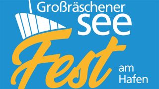 Schriftzug Großräschener Seefest auf blauen Hintergrund